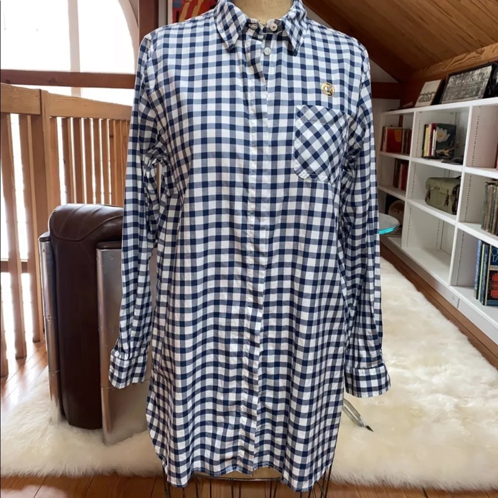 Barbour Castle & Key Distillery US 8 Freestone Plaid Tunic Shirt White/Navy